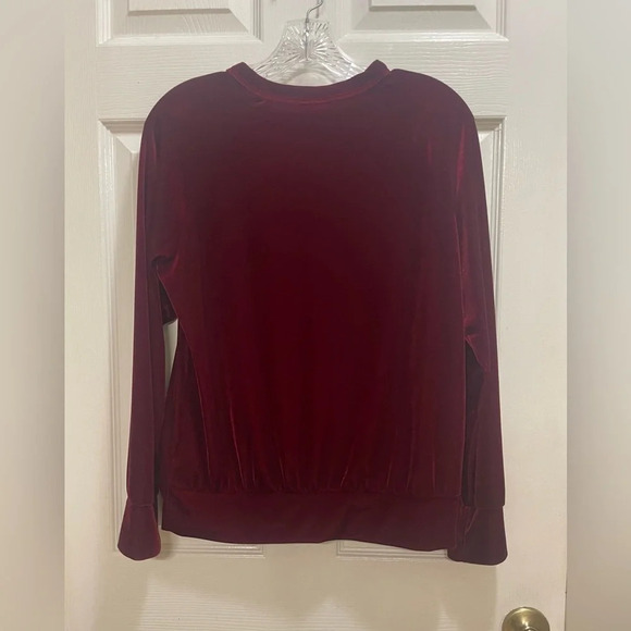 H.I.P. Velevt Velour Round Neck Long Sleeve Top Boho Whimsy Fairy Festive Small - Picture 2 of 7